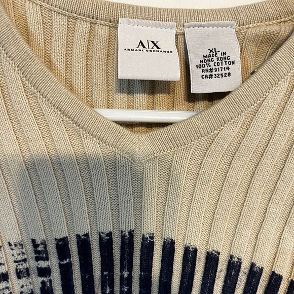 Armani Exchange A/X Striped Fitted V Neck Sweater XL - Picture 2 of 3